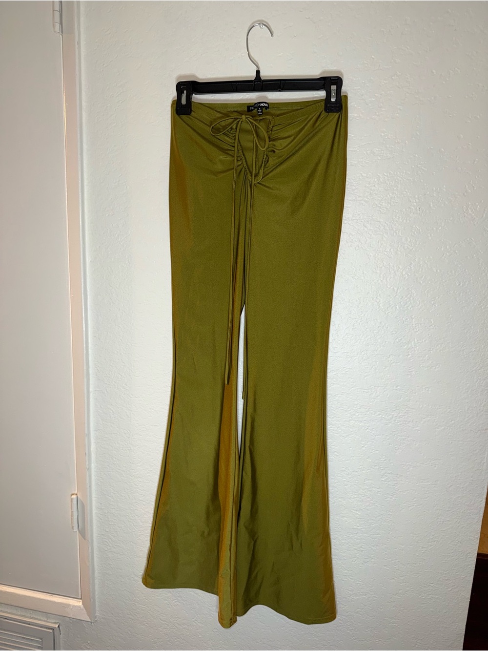Fashion Nova Olive Green Flare Drawstring Pants